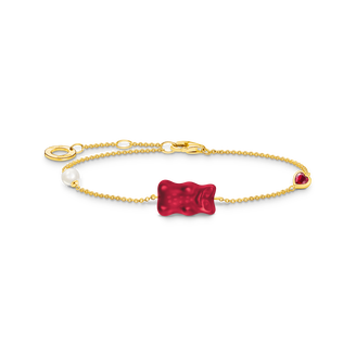 Gold-plated bracelet with red goldbears, freshwater pearl &amp; stones from the  collection in the THOMAS SABO online store