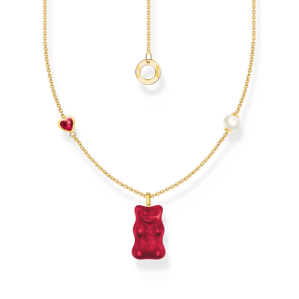 Gold-plated necklace with red goldbears pendant &amp; freshwater pearl from the  collection in the THOMAS SABO online store