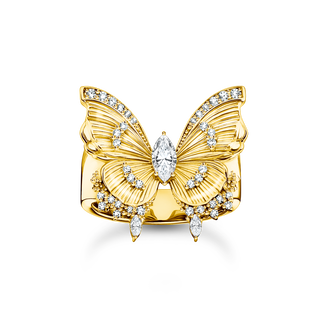 Gold-plated cocktail ring Butterfly Paradise with stones from the  collection in the THOMAS SABO online store