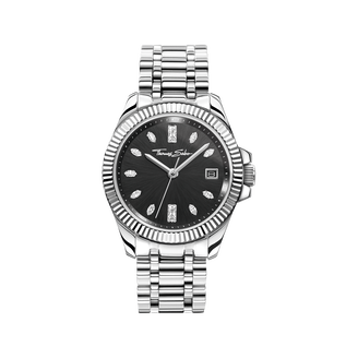 Ladies' watch Divine Silver with black dial and white stones silver from the  collection in the THOMAS SABO online store