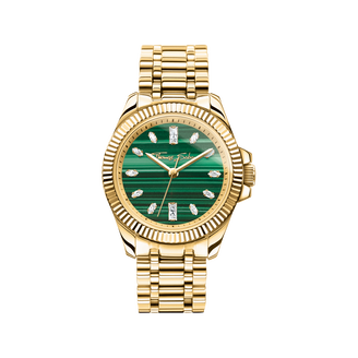 Gold-coloured ladies' watch Divine Jewellery Stone with green malachite from the  collection in the THOMAS SABO online store
